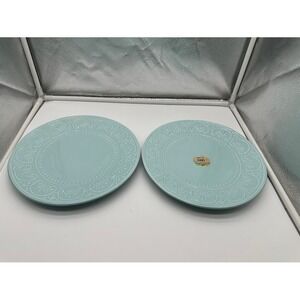 Maioliche Jessica Light Blue Embossed Plates Set of 2 Made in Italy 8.25 Inch